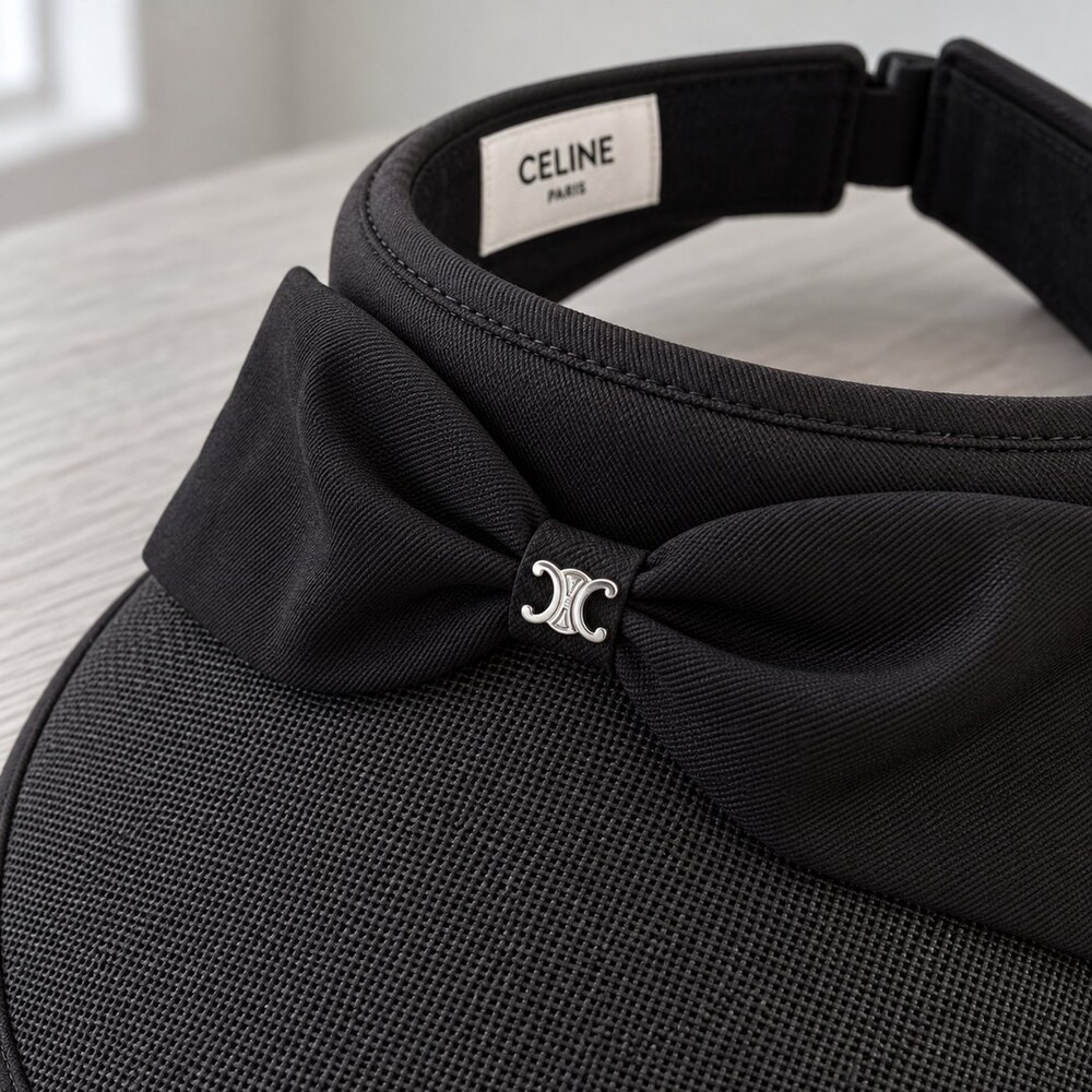CELINE Triomphe Black Bow Sun Visor - Picture 5 of 6